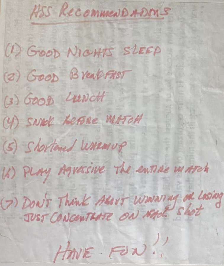 Bobby's handwritten note